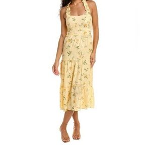 Moonsea Yellow Gingham Midi Dress - M